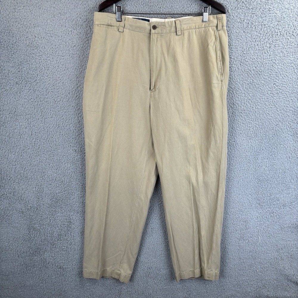Vintage Polo Ralph Lauren Pants Mens 38x30 Beige Linen Silk Blend Pleated